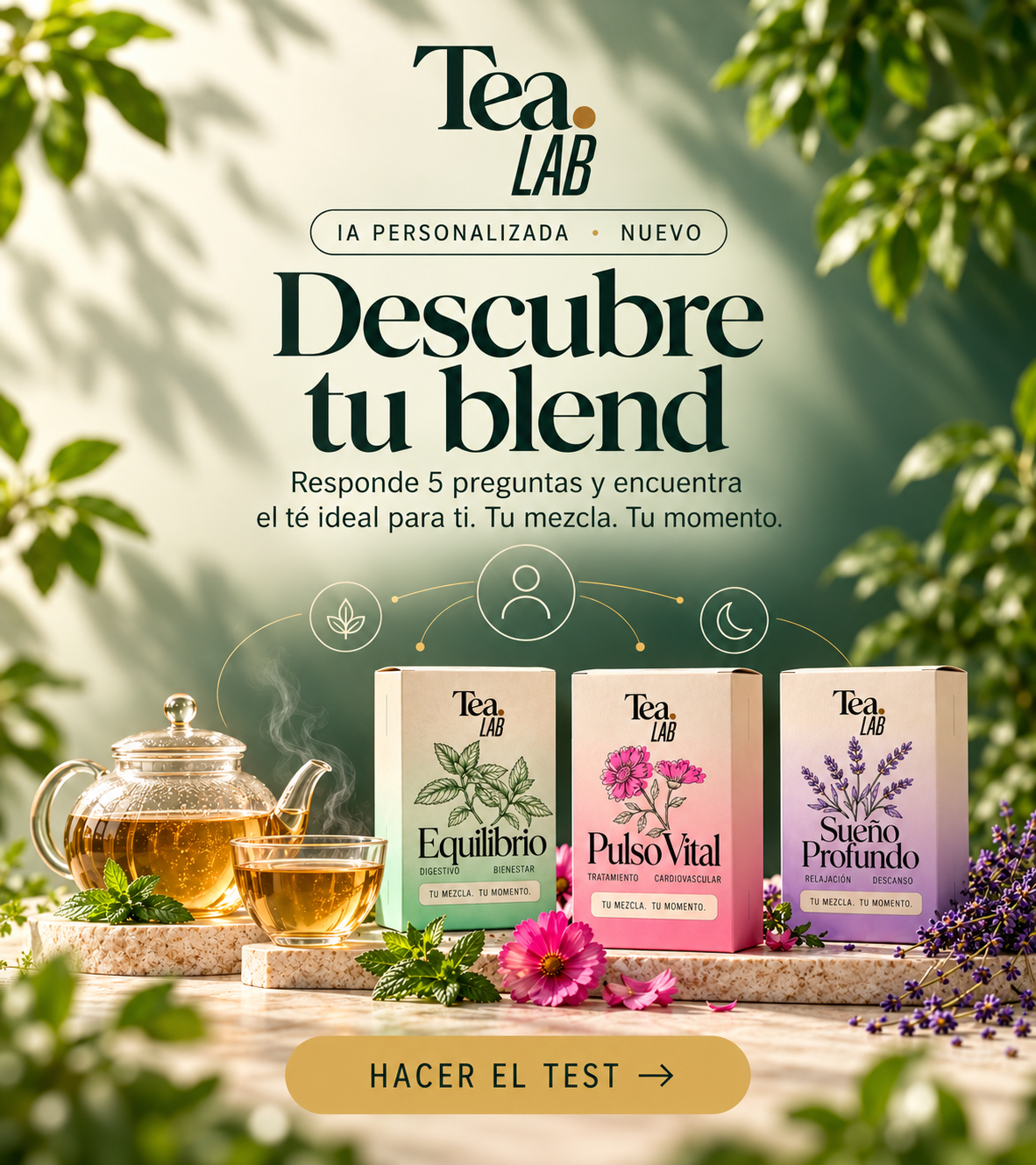 Descubre tu blend. Responde el test y encuentra el té ideal para ti.