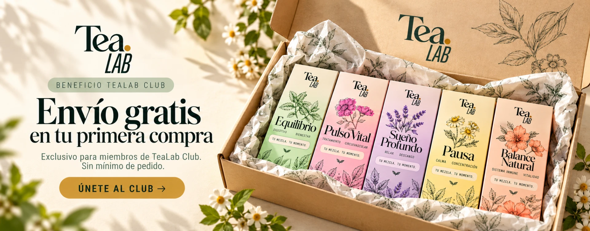 Envío gratis en tu primera compra, exclusivo para miembros de Tea Lab Club, sin mínimo de pedido.